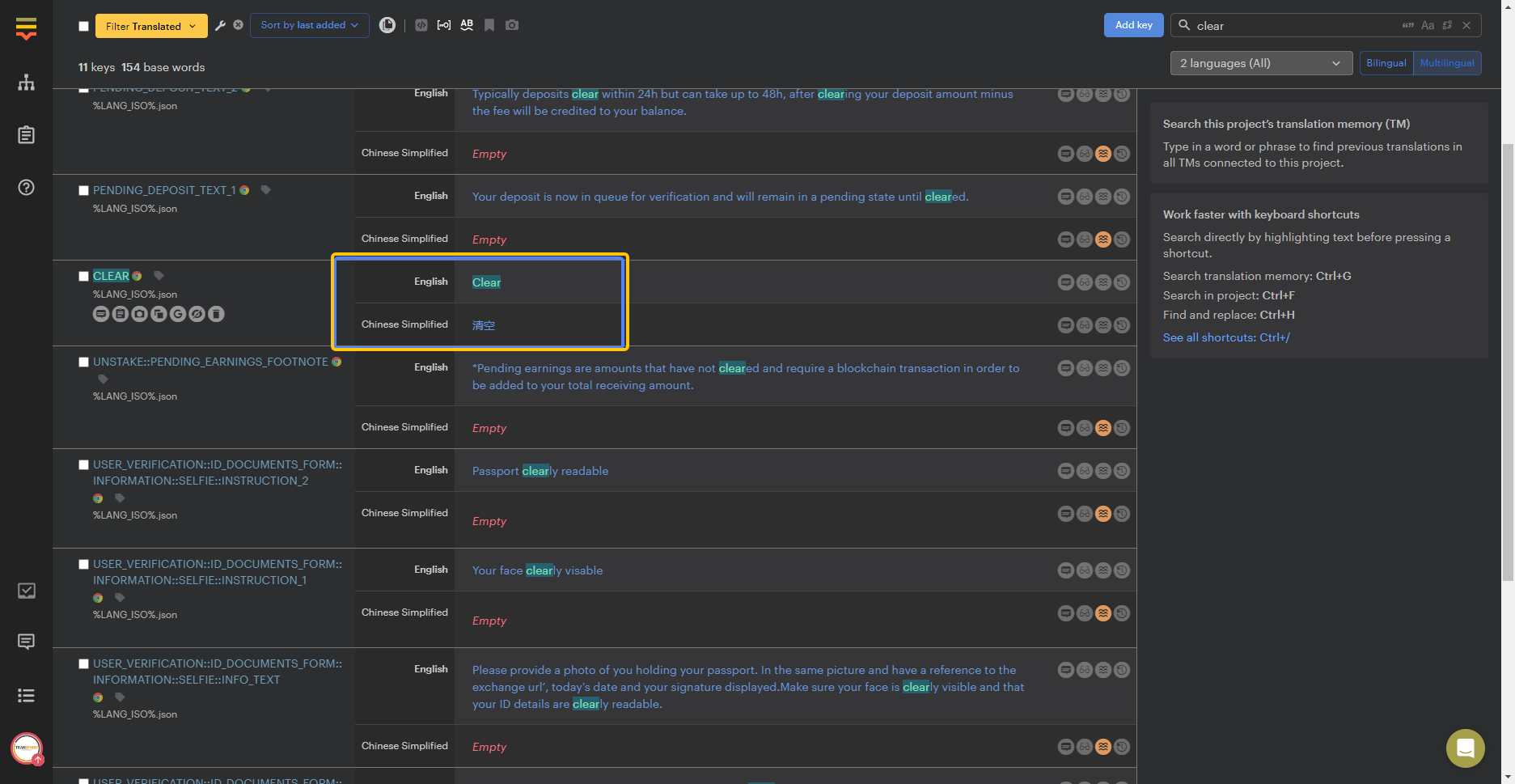 Lokalise Editor for string translation.