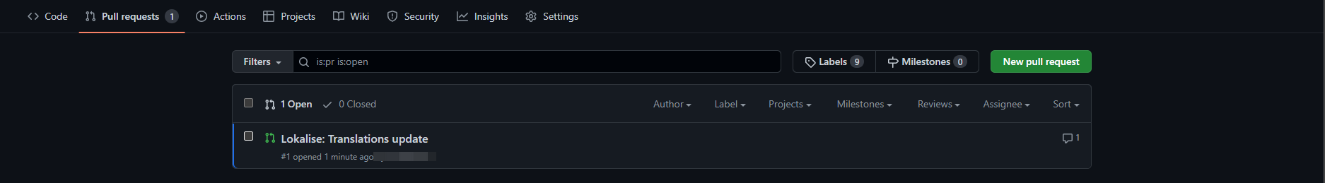 The pull request screen.