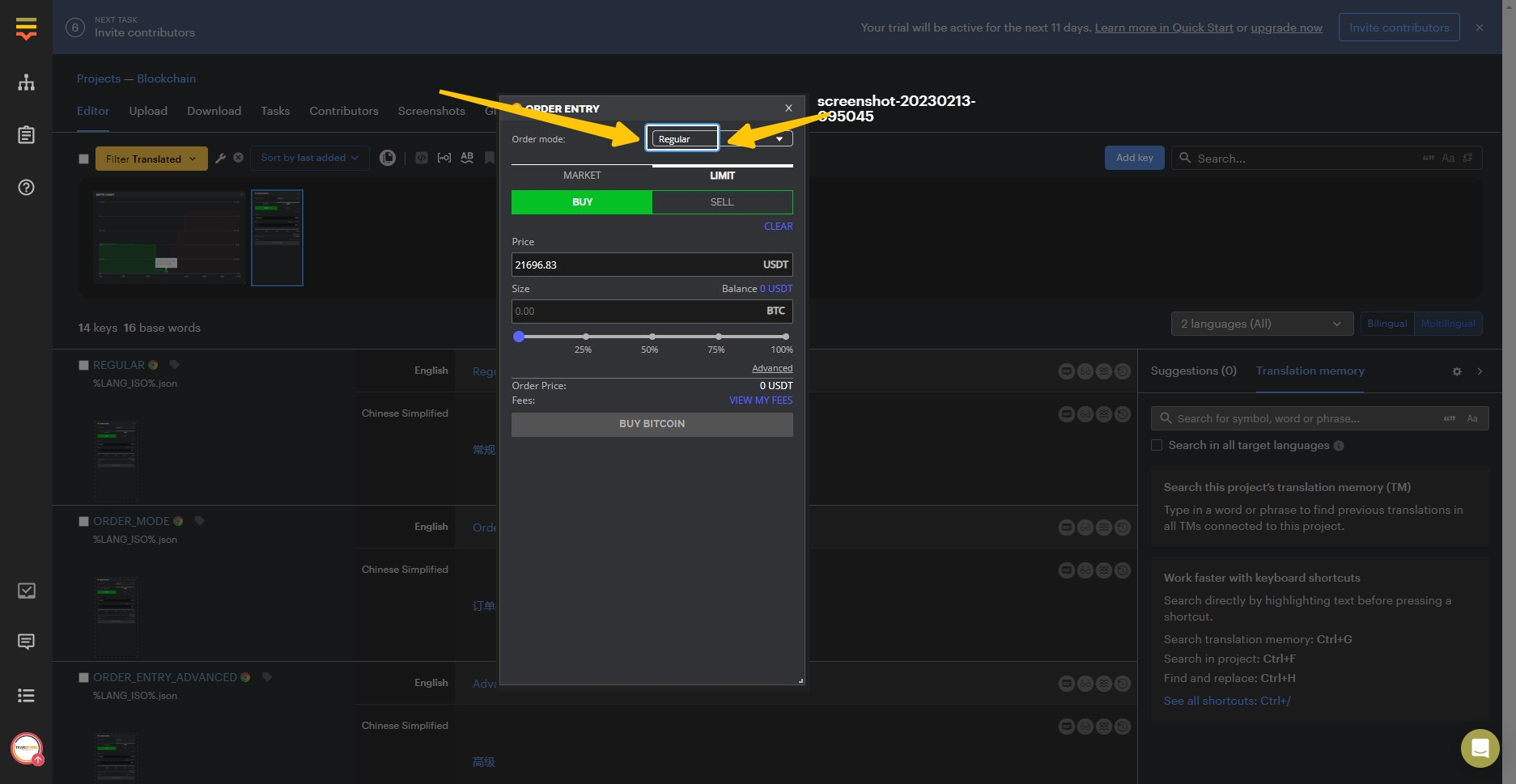 Context for the strings. Continuous Loalization -Transphere-Lokalise
