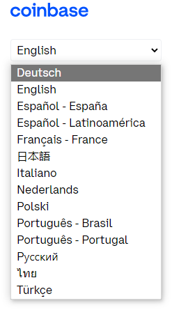 Coinbase languages - Transphere