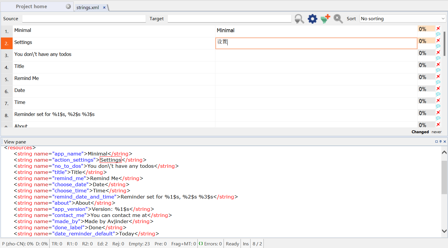 MemoQ strings, localizing mobile apps.