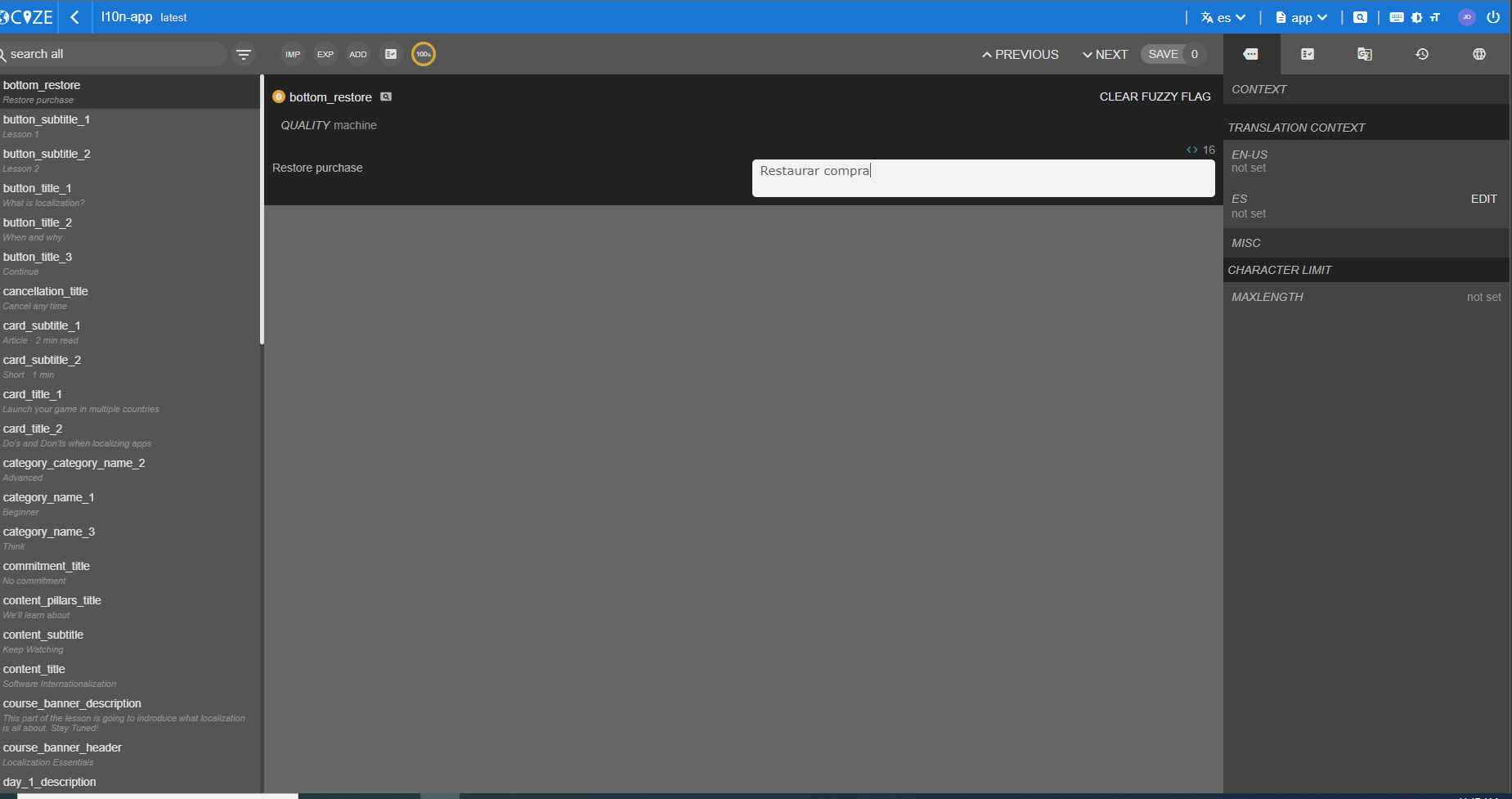 Locize project for design-stage localization Transphere