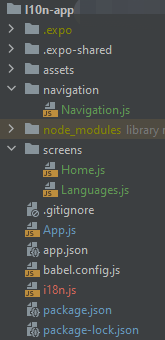 React native localization project and its menu