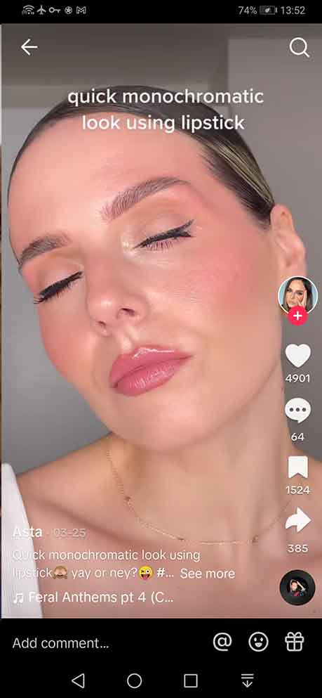 A video of a woman showcasing the famous monochromatic look on TikTok