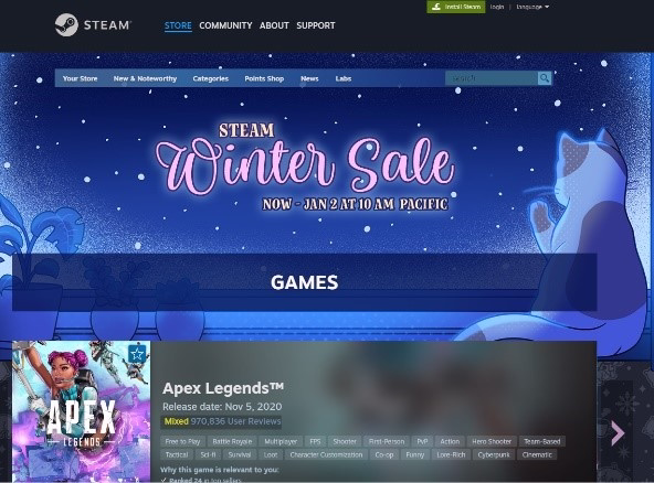 Steam - English homepage